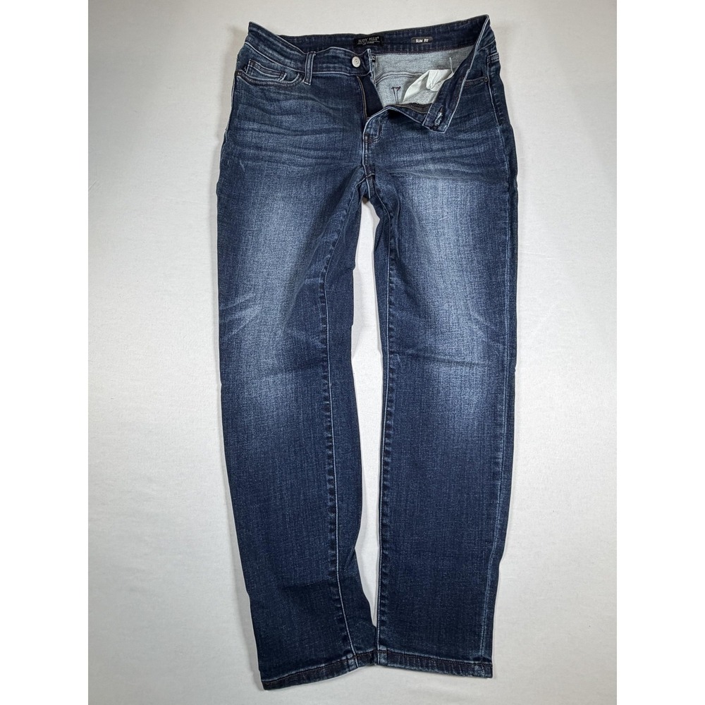 Judy Blue Jeans Juniors 15/32 Medium Wash Slim Straight Stretch Denim Blue